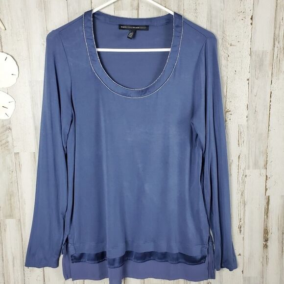 White House Black Market Long Sleeve Blouse Blue Size Small - Picture 1 of 11